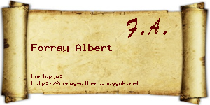 Forray Albert névjegykártya